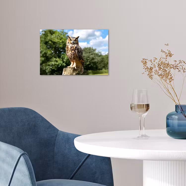 Uil - Boomstronk - Bos - Lucht poster papier klein -sfeer3