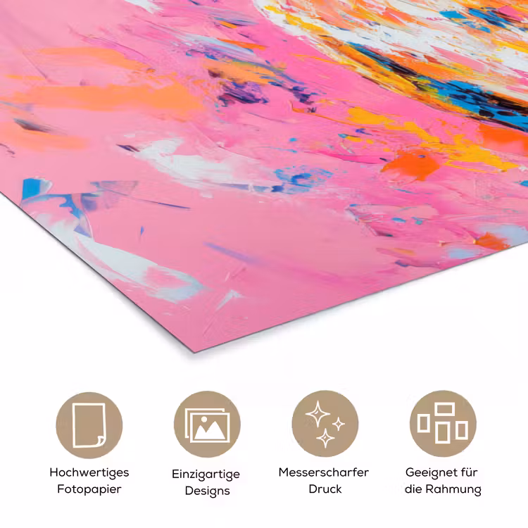Uil - Roze - Blauw - Verf - Abstract poster papier klein -tcloseup_DE