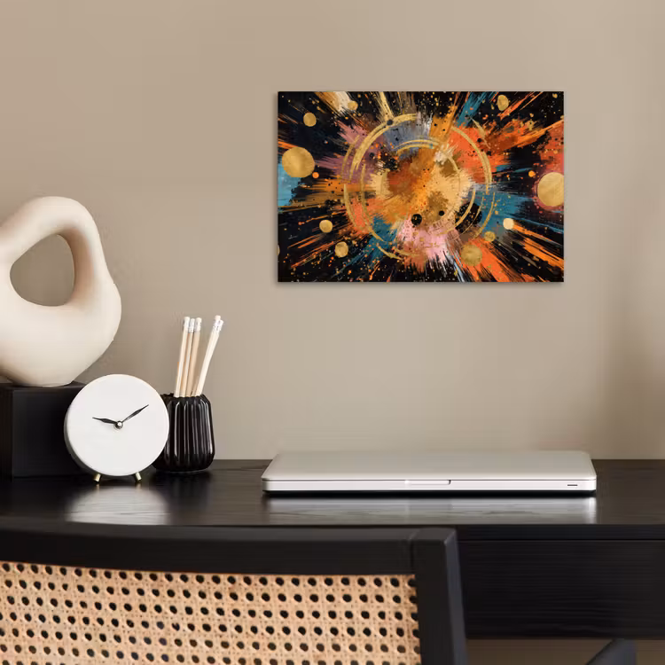 Explosie - Verfstructuur - Goud - Abstract poster papier klein -sfeer1