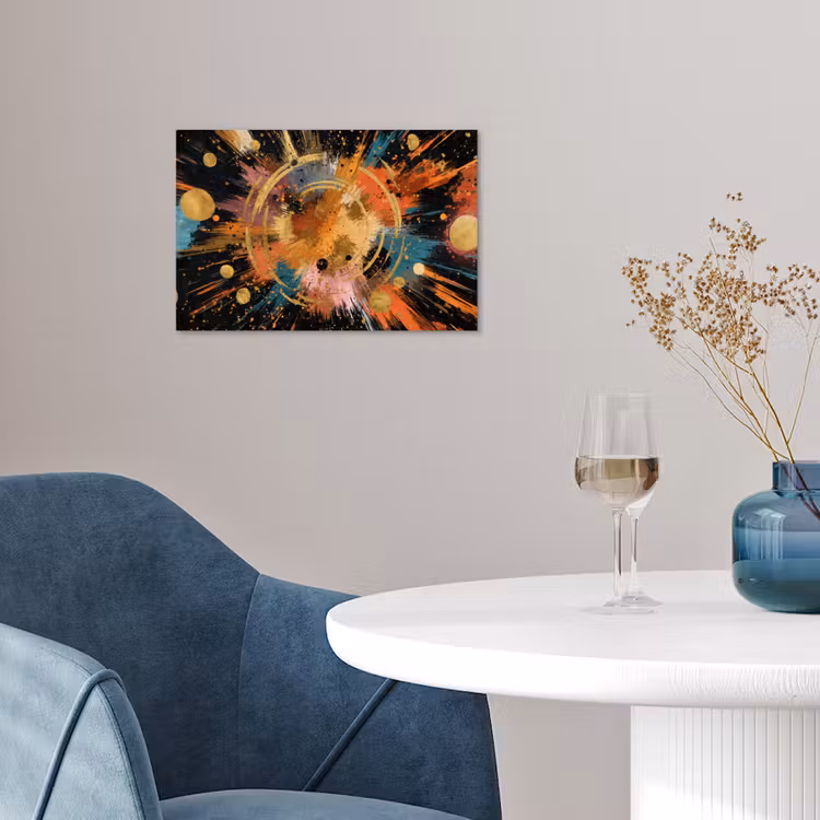 Explosie - Verfstructuur - Goud - Abstract poster papier klein -sfeer3