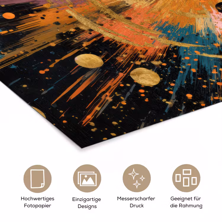 Explosie - Verfstructuur - Goud - Abstract poster papier klein -tcloseup_DE