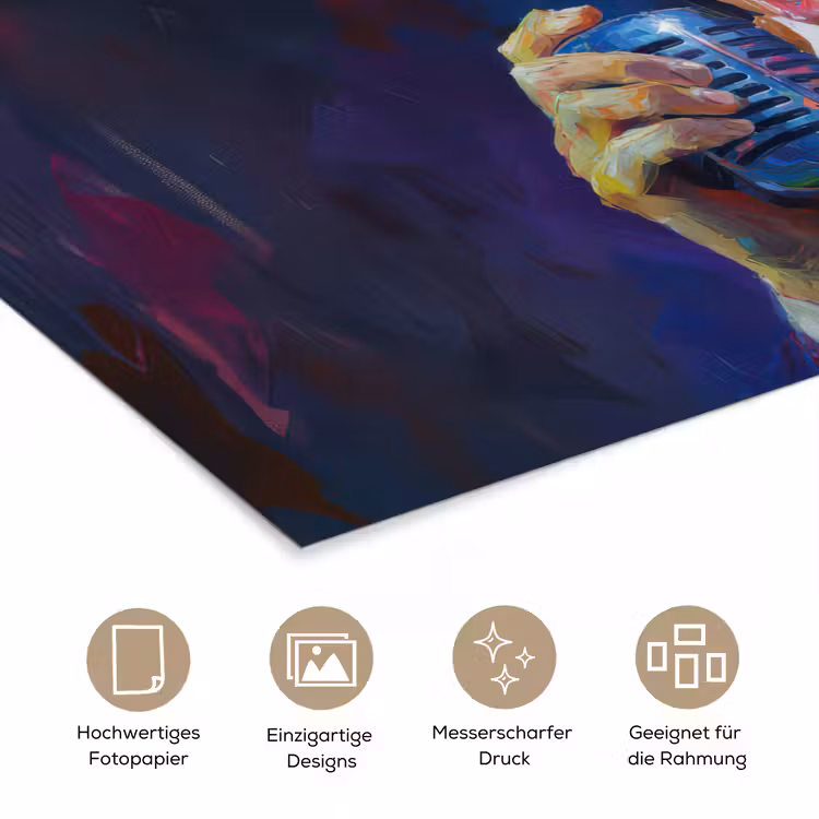 Expressief - Microfoon - Paars poster papier klein -tcloseup_DE