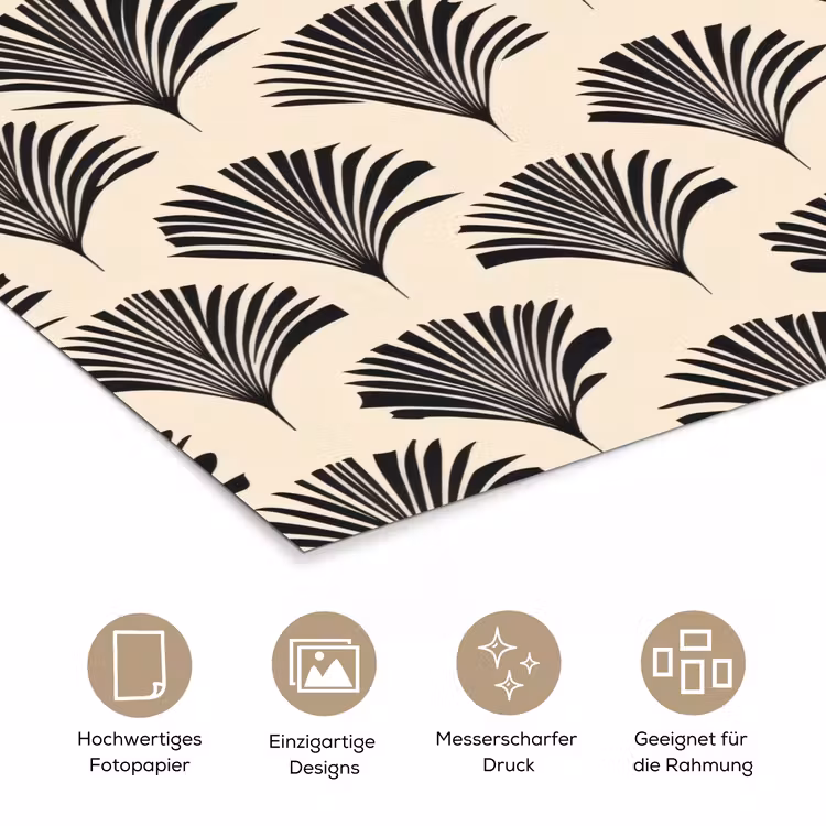 Waaiers - Botanisch - Zwart - Beige poster papier klein 62 -tcloseup_DE