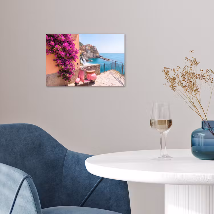 Voertuig - Roze - Kust - Zomer - Reizen poster papier klein -sfeer3