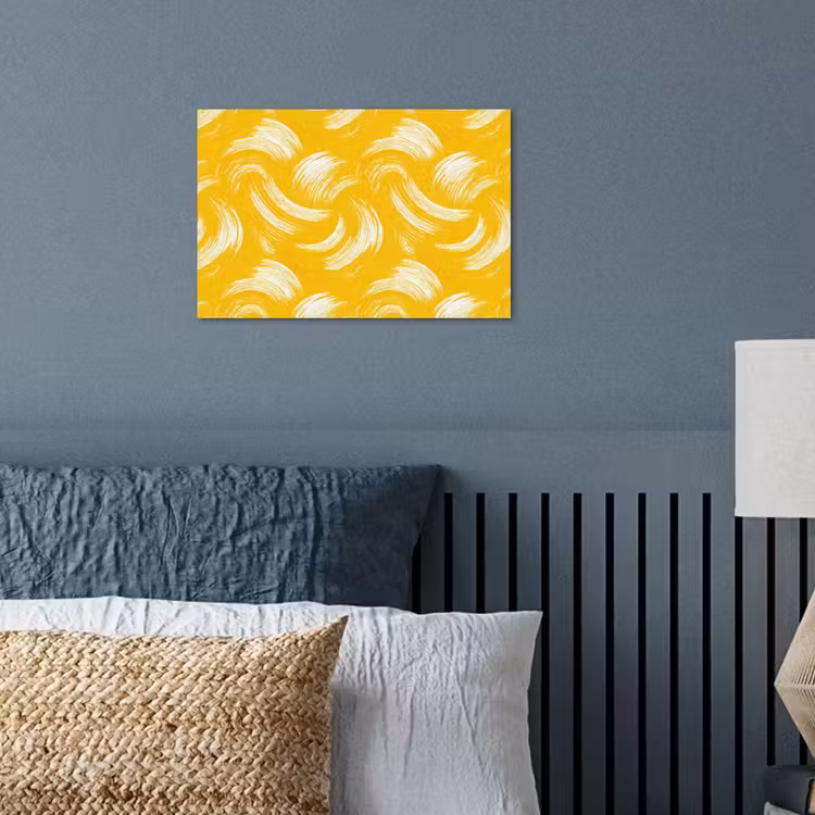 Verfstreken - Abstract - Dynamisch - Geel poster papier klein 62 -sfeer2