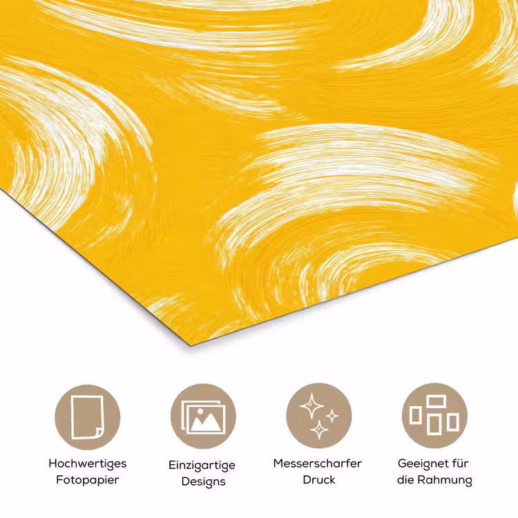 Verfstreken - Abstract - Dynamisch - Geel poster papier klein 62 -tcloseup_DE