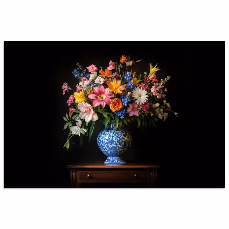 Kleur - Vaas - Bloemen - Boeket poster papier klein -3d