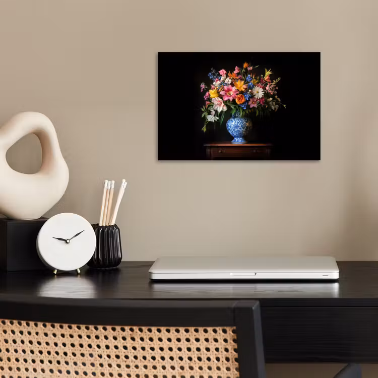 Kleur - Vaas - Bloemen - Boeket poster papier klein -sfeer1