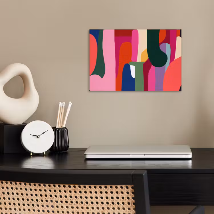 Kleurvakken - Recht - Rond - Abstract poster papier klein -sfeer1