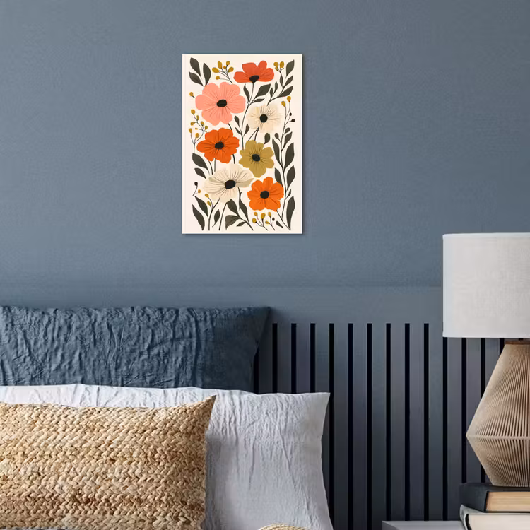 Veldbloemen - Stengels - Blaadjes - Groen poster papier klein -sfeer2