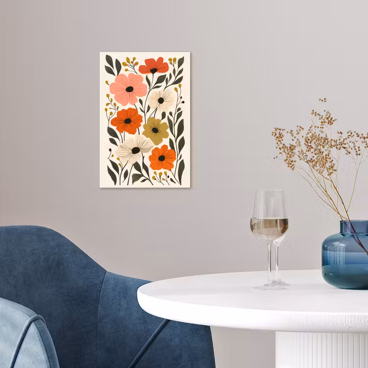 Veldbloemen - Stengels - Blaadjes - Groen poster papier klein -sfeer3
