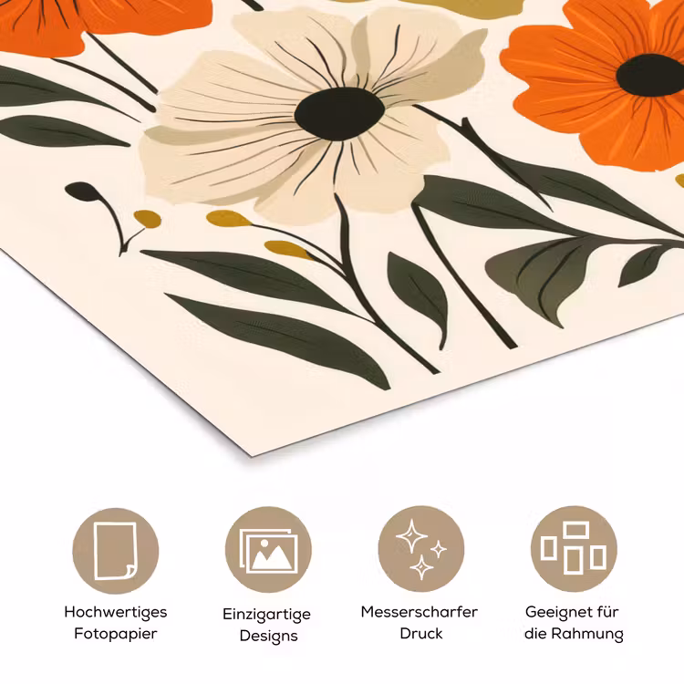 Veldbloemen - Stengels - Blaadjes - Groen poster papier klein -tcloseup_DE