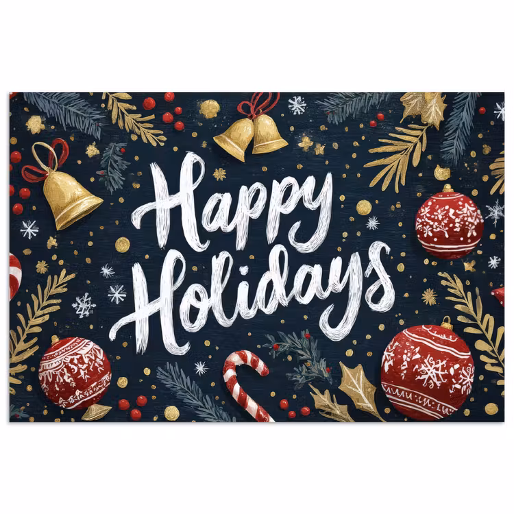 Feestelijk - Kerstgroet - Kleurrijk poster papier klein -3d