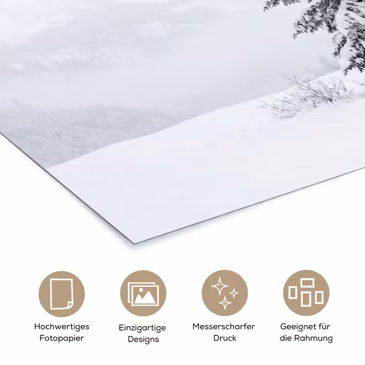 Fijnsparren - Sneeuw - Winter - Landschap - Stilte poster papier klein -tcloseup_DE