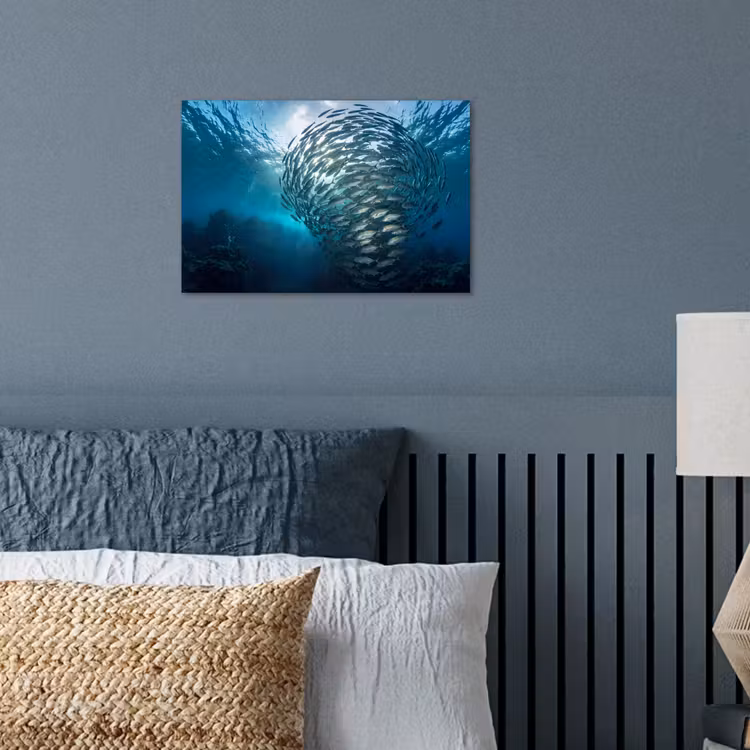 Vis - School - Oceaan - Natuur - Blauw poster papier klein -sfeer2