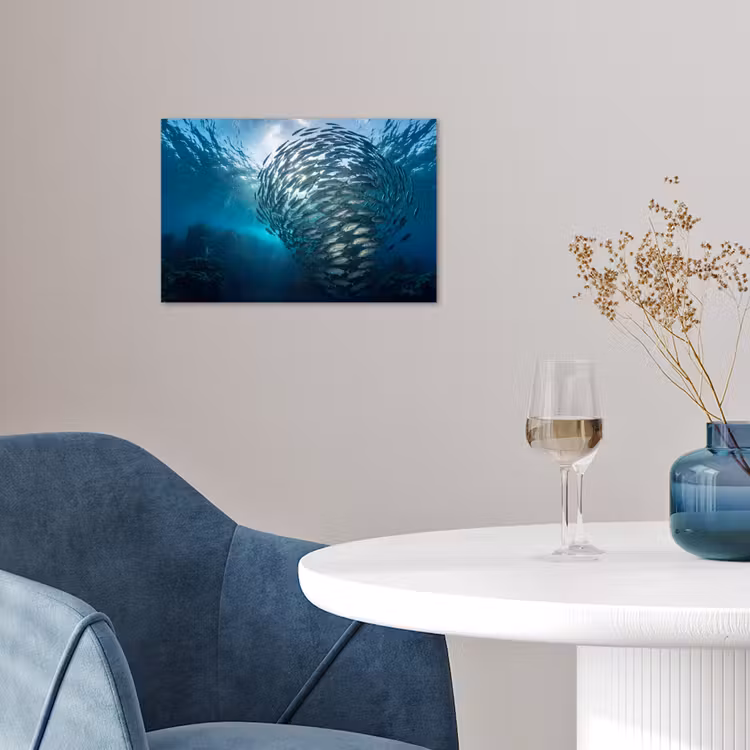 Vis - School - Oceaan - Natuur - Blauw poster papier klein -sfeer3