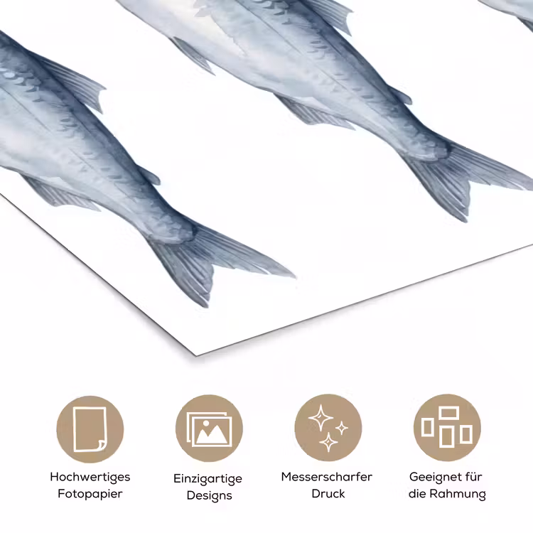 Vissen - Illustratie - Delfts - Blauw poster papier klein -tcloseup_DE