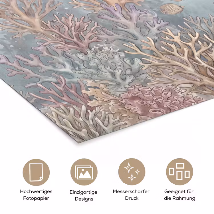 Vis - Koraal - Oceaan - Illustratie - Onderwater poster papier klein -tcloseup_DE
