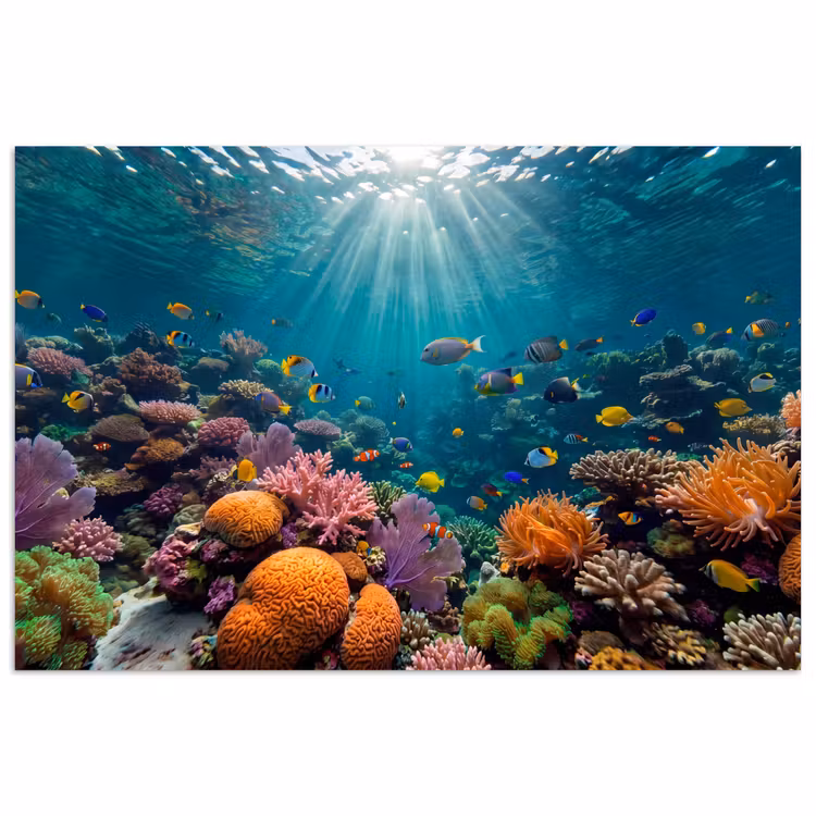 Vis - Koraal - Oceaan - Natuur - Kleurrijk poster papier klein -3d