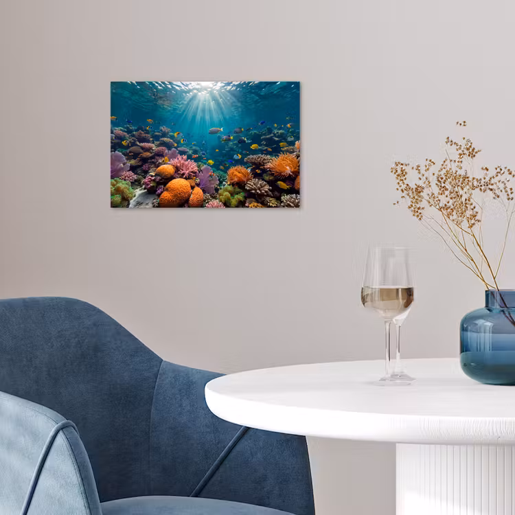 Vis - Koraal - Oceaan - Natuur - Kleurrijk poster papier klein -sfeer3