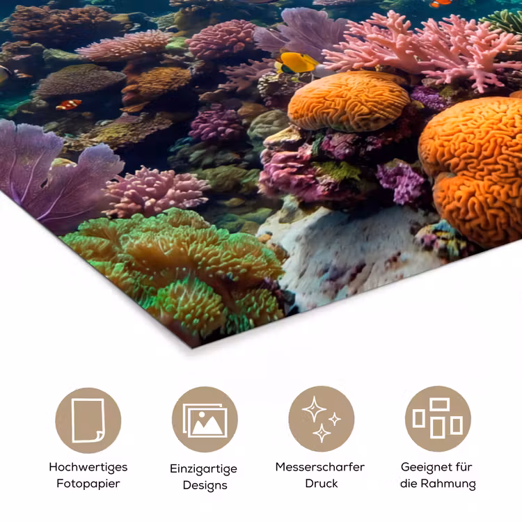 Vis - Koraal - Oceaan - Natuur - Kleurrijk poster papier klein -tcloseup_DE
