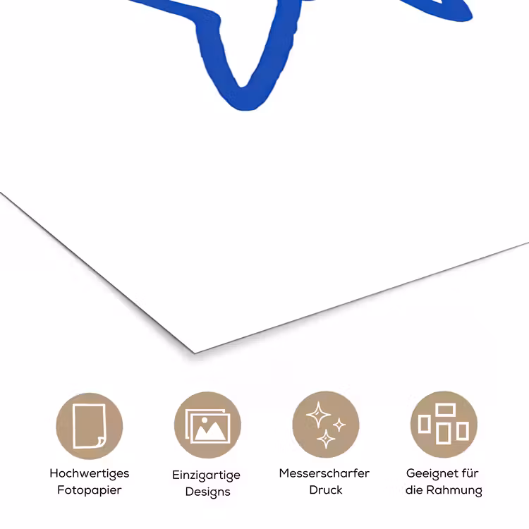 Vis - Minimalistisch - Blauw - Lijn poster papier klein -tcloseup_DE