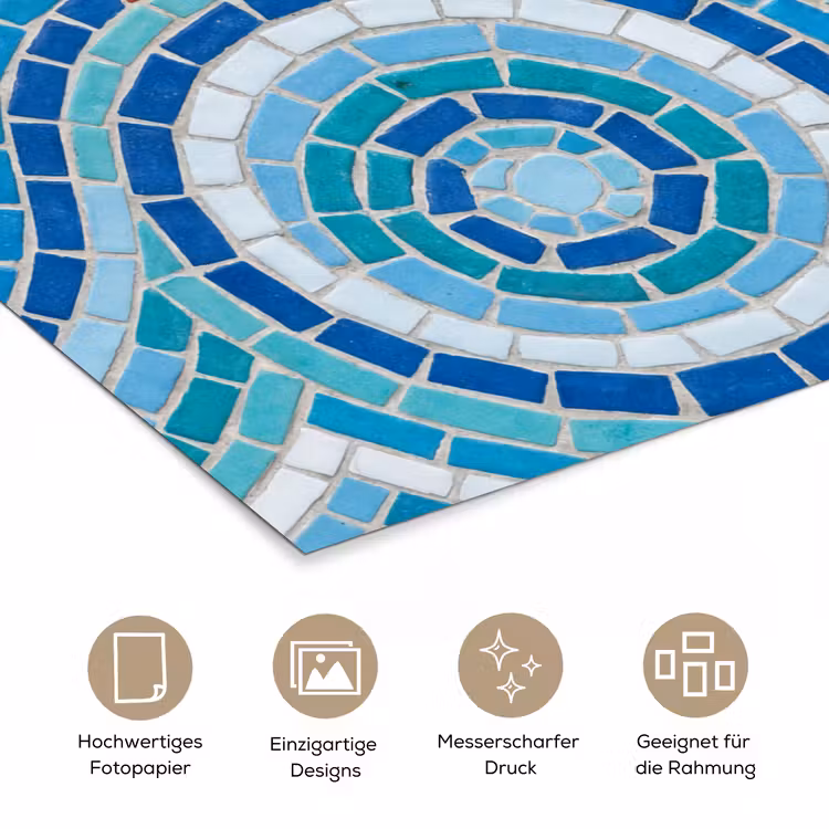 Vis - Mozaïek - Water - Decoratief - Blauw poster papier klein -tcloseup_DE