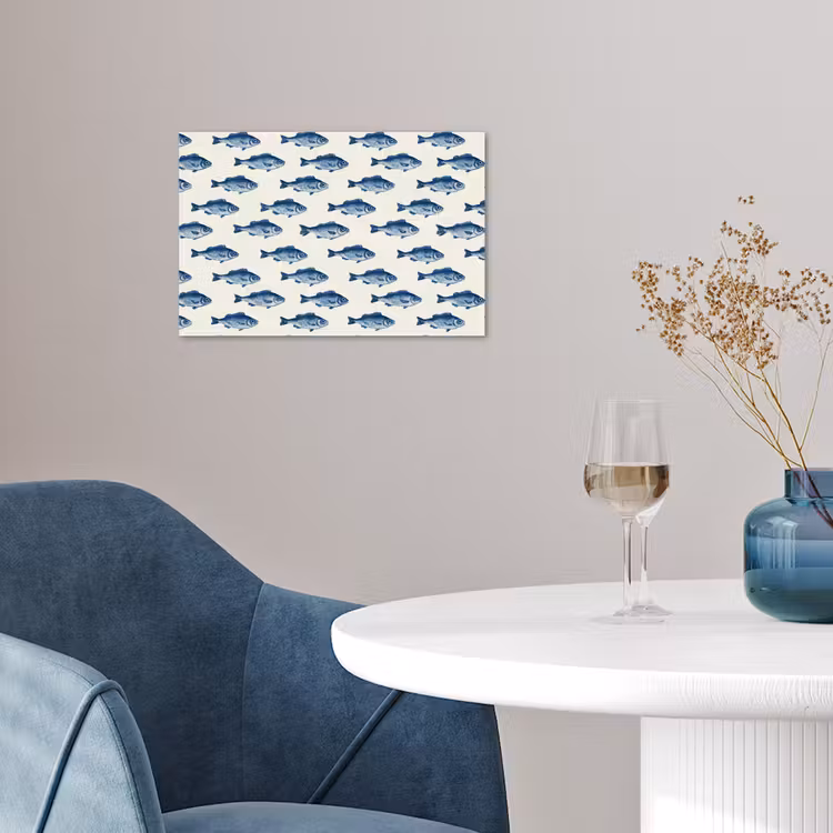 Vis - Patroon - Blauw poster papier klein 62 -sfeer3