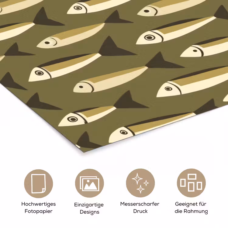 Vis - Patroon - Groen poster papier klein 62 -tcloseup_DE