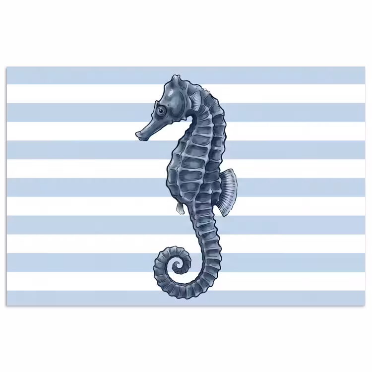 Vis - Oceaan - Illustratie - Blauw - Strepen poster papier klein -3d