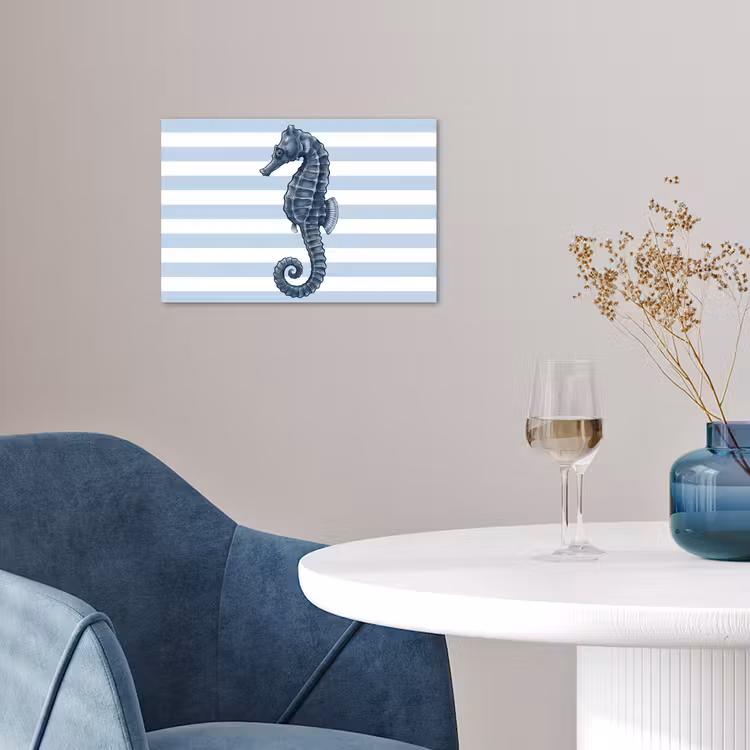 Vis - Oceaan - Illustratie - Blauw - Strepen poster papier klein -sfeer3