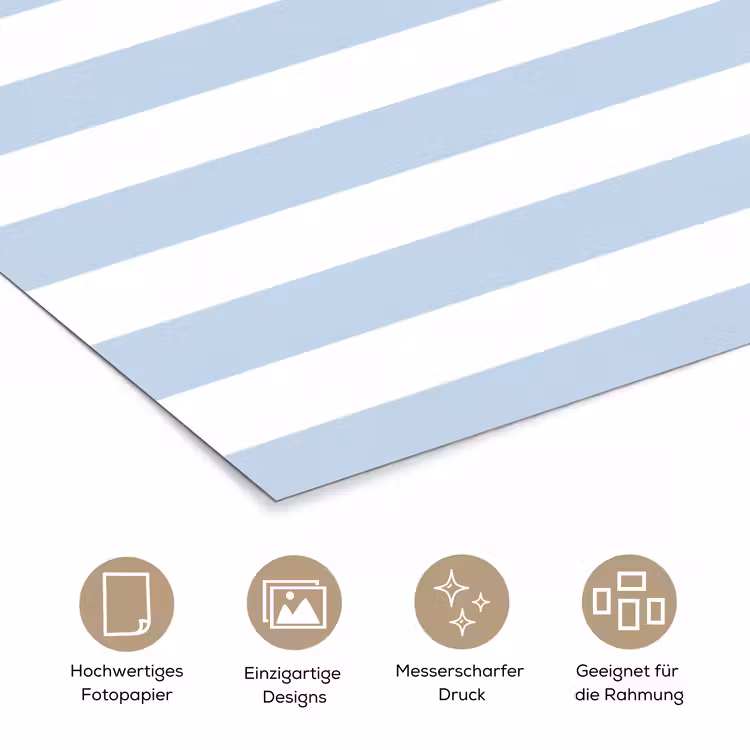 Vis - Oceaan - Illustratie - Blauw - Strepen poster papier klein -tcloseup_DE