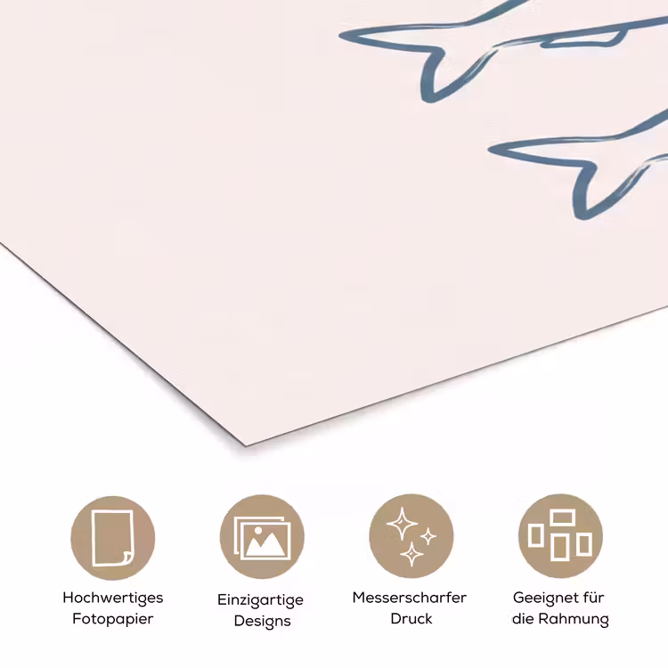 Vis - Vier - Dieren - Abstract - Blauw poster papier klein -tcloseup_DE
