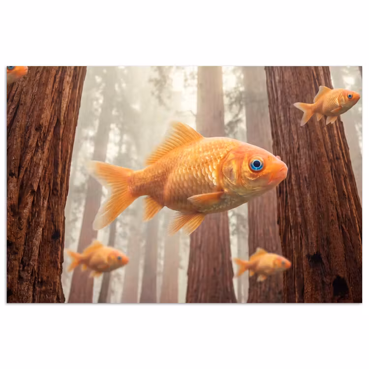 Poster - Fisch – Wald – Fantasie - Vis - Bos - Fantasie poster papier klein