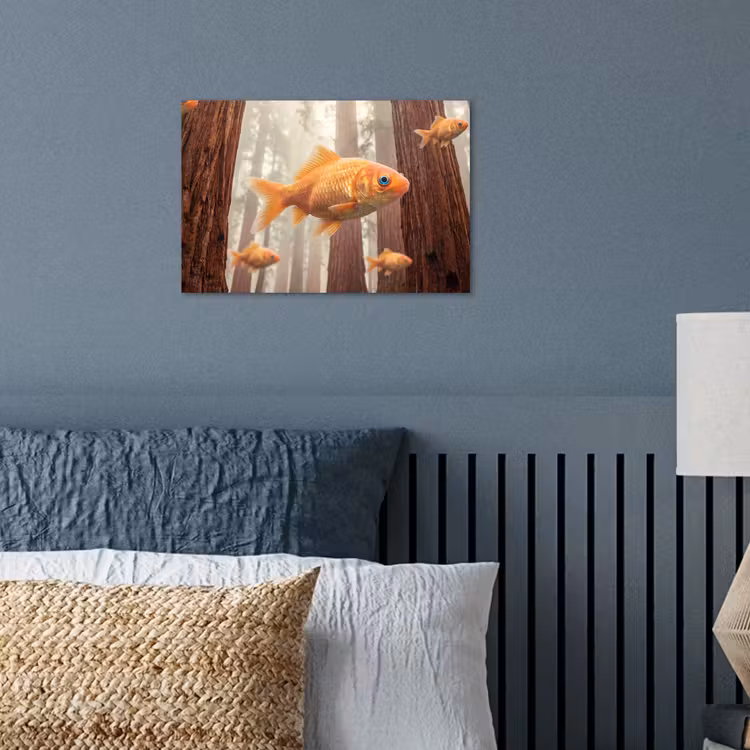 Poster - Fisch – Wald – Fantasie - Vis - Bos - Fantasie poster papier klein
