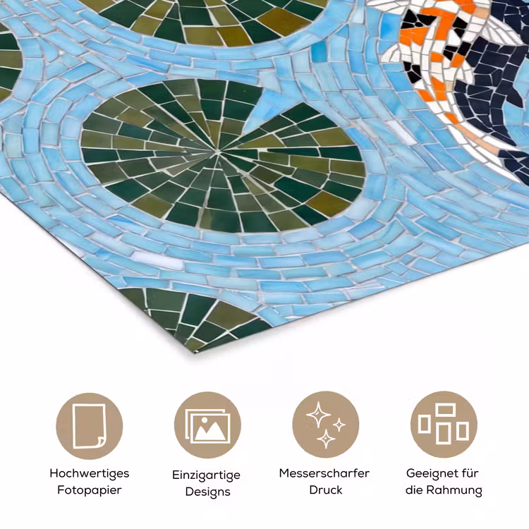 Vis - Water - Natuur - Mozaïek - Blauw poster papier klein -tcloseup_DE