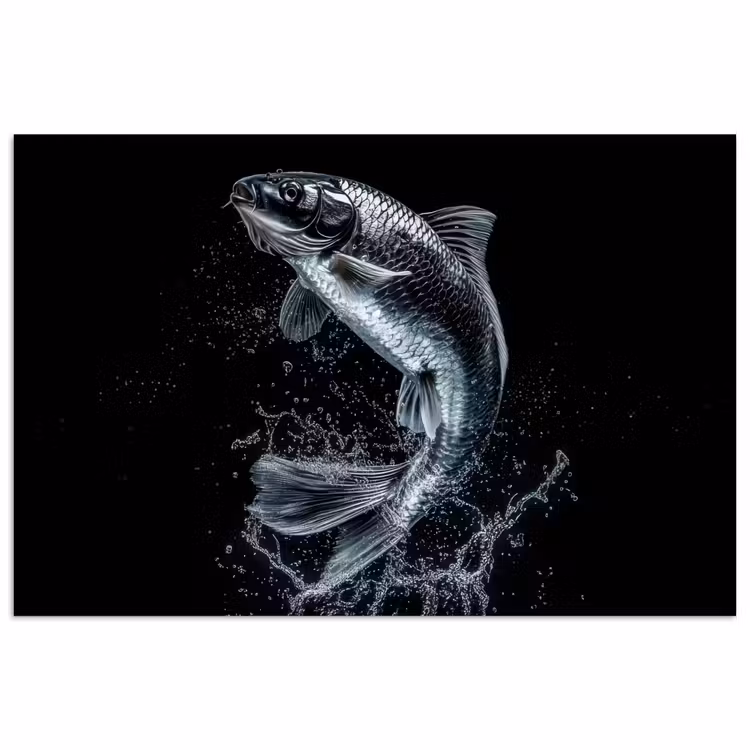 Vis - Koi - Zwart - Water poster papier klein -3d