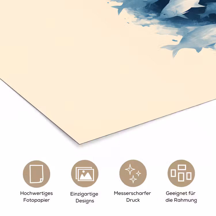 Vissen - Minimalistisch - Blauw poster papier klein -tcloseup_DE
