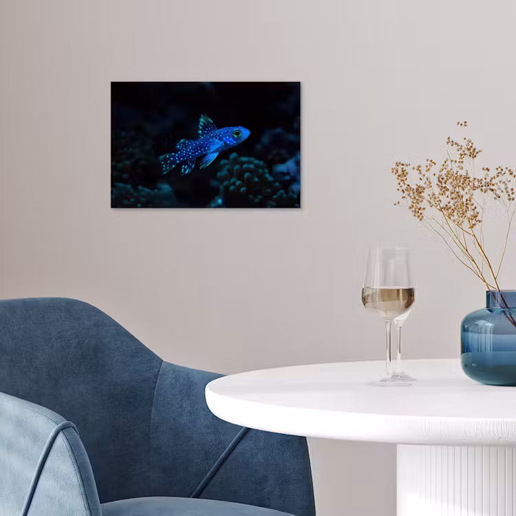 Vis - Stippen - Koraal - Blauw poster papier klein -sfeer3