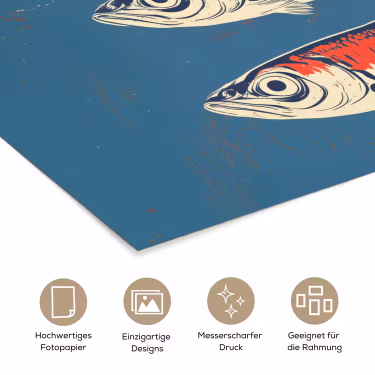 Vissen - Rood - Blauw poster papier klein -tcloseup_DE