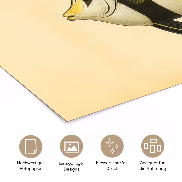 Vis - Sierlijk - Rugvin - Geel poster papier klein -tcloseup_DE