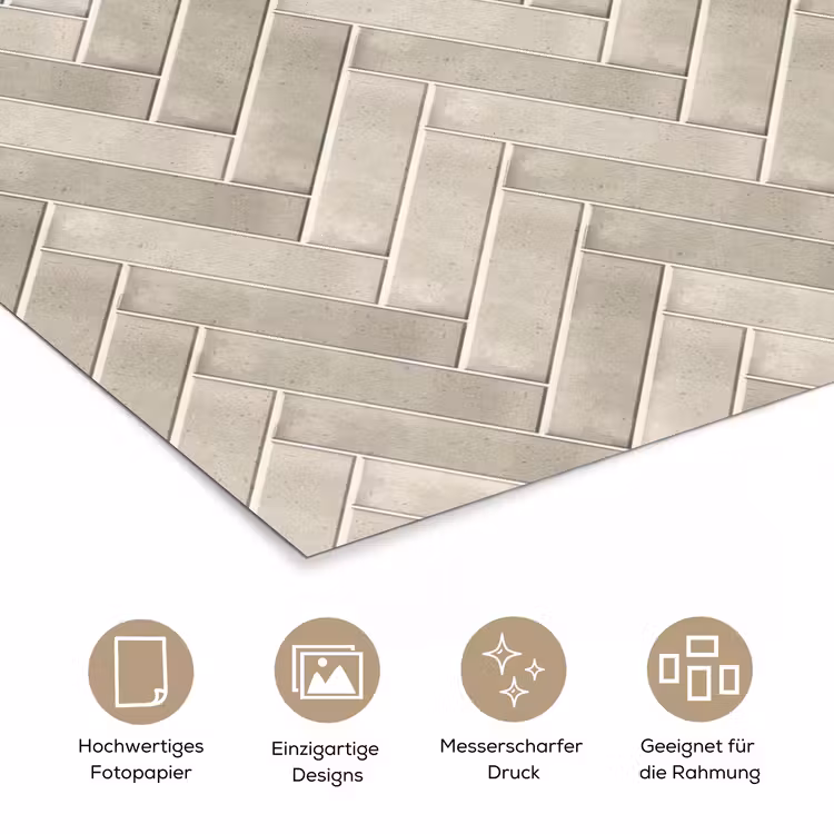 Visgraat - Wandtegel - Beige poster papier klein 62 -tcloseup_DE