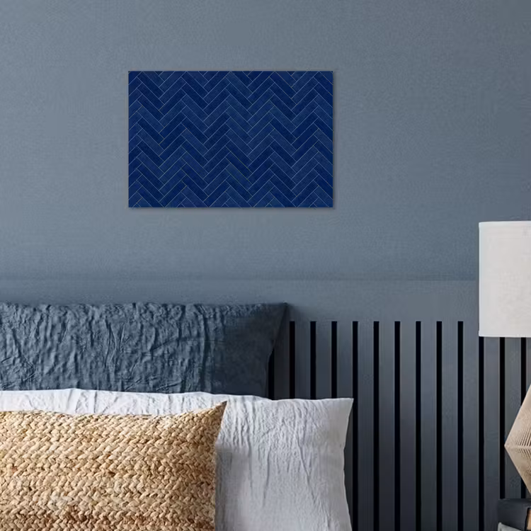Visgraat - Wandtegel - Donkerblauw - Navy Blue poster papier klein 62 -sfeer2