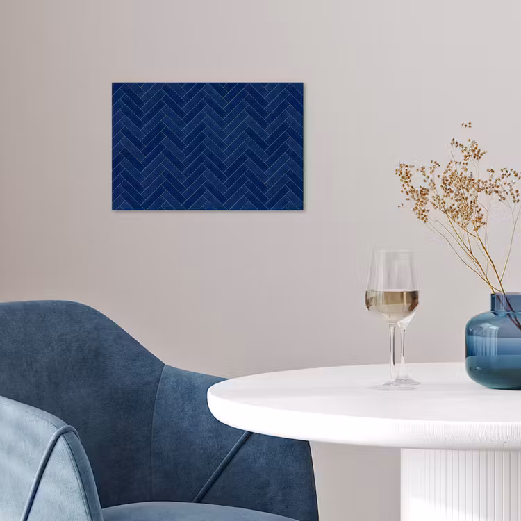 Visgraat - Wandtegel - Donkerblauw - Navy Blue poster papier klein 62 -sfeer3