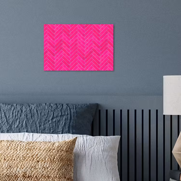 Visgraat - Wandtegel - Fuchsia - Roze poster papier klein 62 -sfeer2