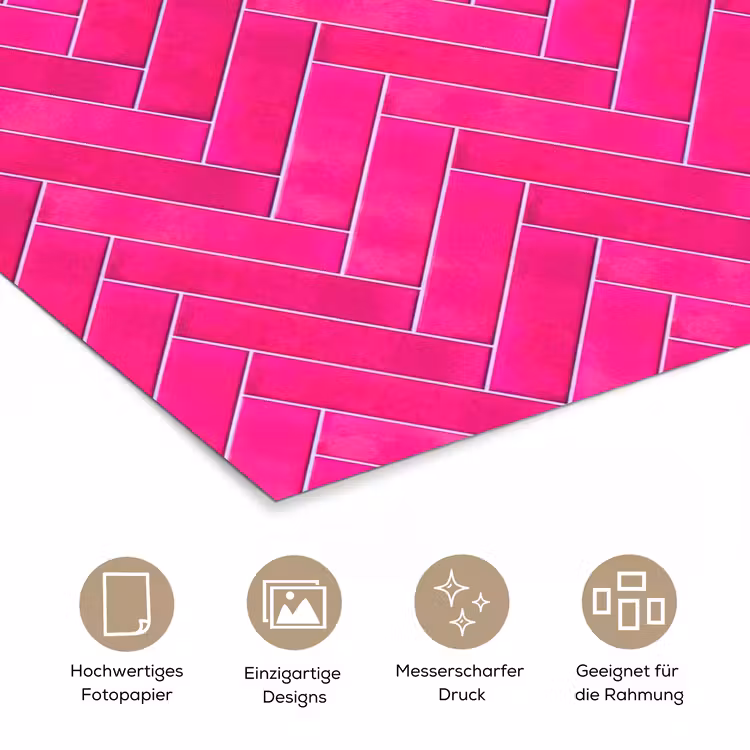 Visgraat - Wandtegel - Fuchsia - Roze poster papier klein 62 -tcloseup_DE