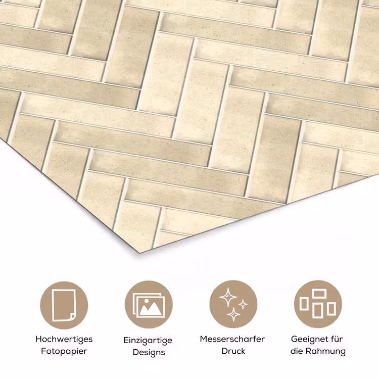 Visgraat - Wandtegel - Licht Beige poster papier klein 62 -tcloseup_DE