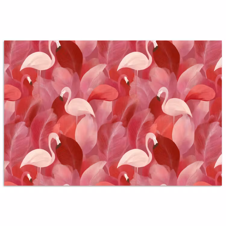 Flamingo - Botanisch - Elegant - Roze - Rood poster papier klein 62 -3d