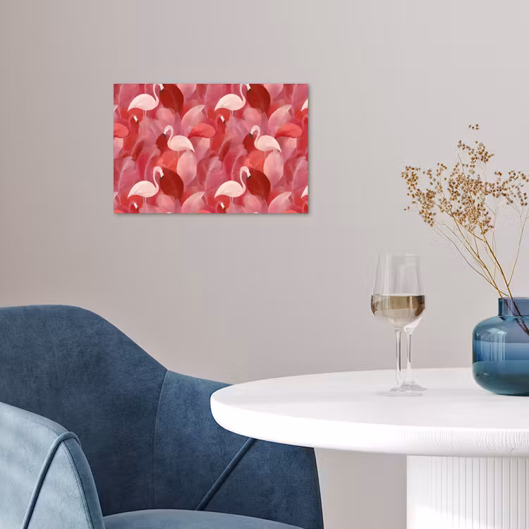 Flamingo - Botanisch - Elegant - Roze - Rood poster papier klein 62 -sfeer3