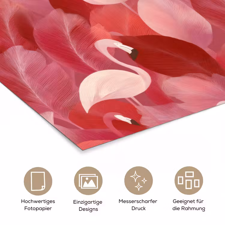Flamingo - Botanisch - Elegant - Roze - Rood poster papier klein 62 -tcloseup_DE